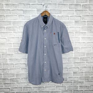 G Star RAW Correctline Men's Short Sleeve Button Down Shirt Blue gingham sz 3XL